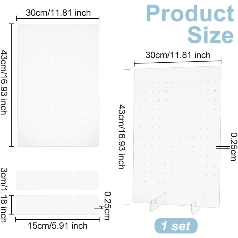 Pegboard Display Stand, 16.9 x 11.8 Inch Retail Rack Pegboard Display Board Clear Acrylic Earring Display Stands Keychain