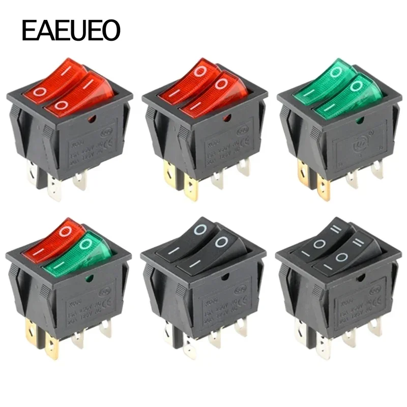 

50Pcs KCD8 6PIN 16A 250V 20A 125V Double Light Switch Rocker Switch Waterproof ON-OFF KCD6 Boat Power Switch