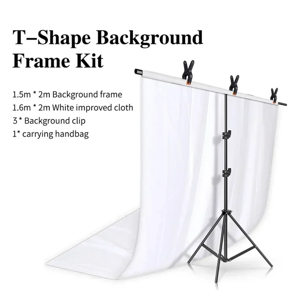 T-förmiger Hintergrundständer 2x2m für Fotografie, Verstellbares Stützsystem für Fotostudio, Geeignet für Vlies- und Musselin-Hintergründe