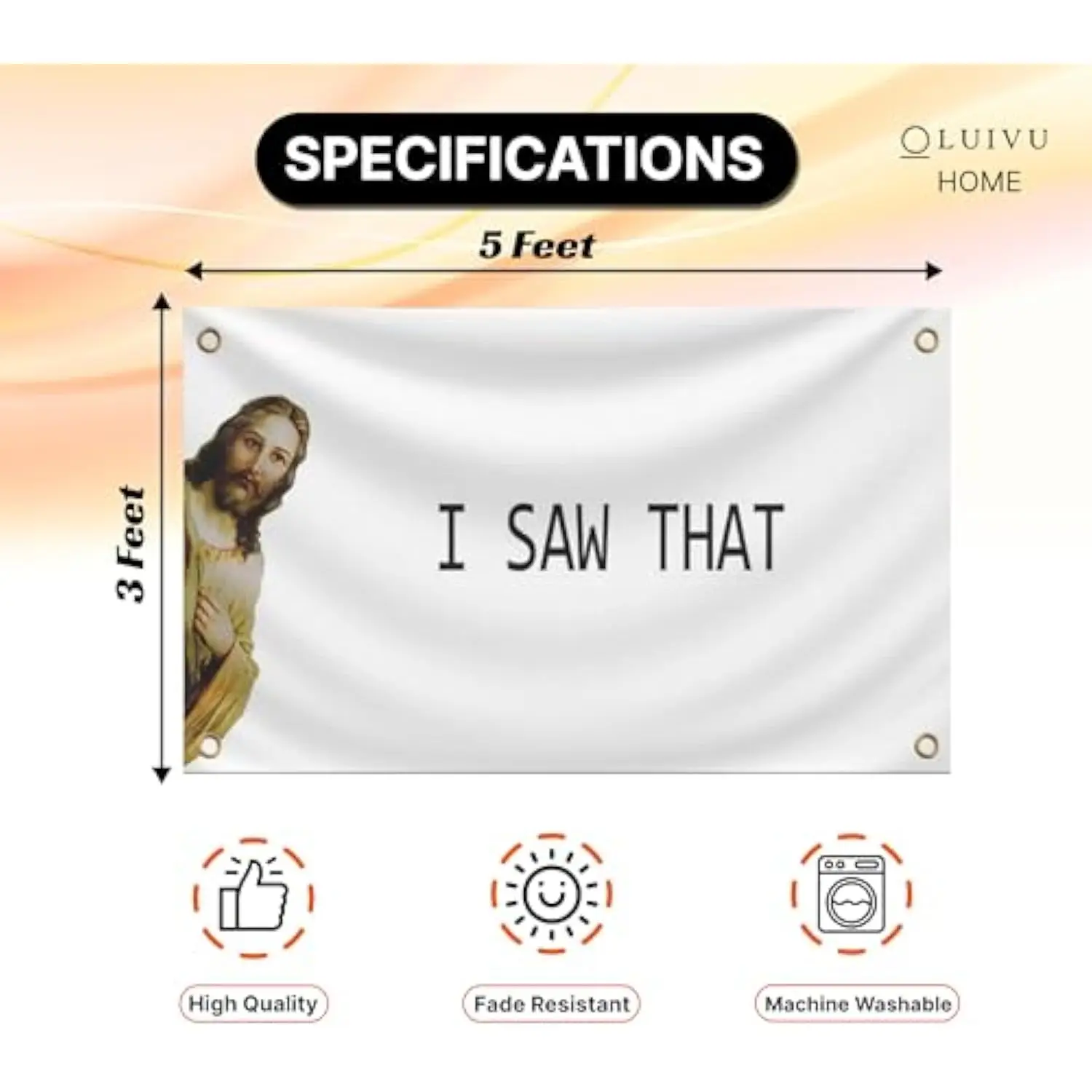 Jesus I Saw That Funny Polyester Banner Flag for College Dorm Room Meme Tapestry