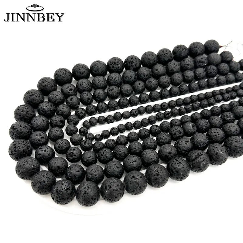 5A Black Volcanic Rock Round Beads, DIY Jewelry Accessories, Handmade Bracelet Necklace Multiple Sizes Loose Beads Wholesale