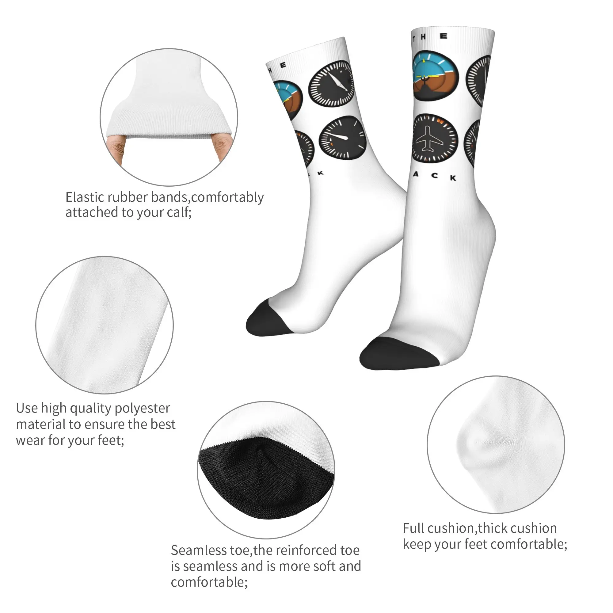Cool Light Aircraft Dashboard Basketball Socks  Polyester Middle Tube Socks for Unisex Sweat Absorbing
