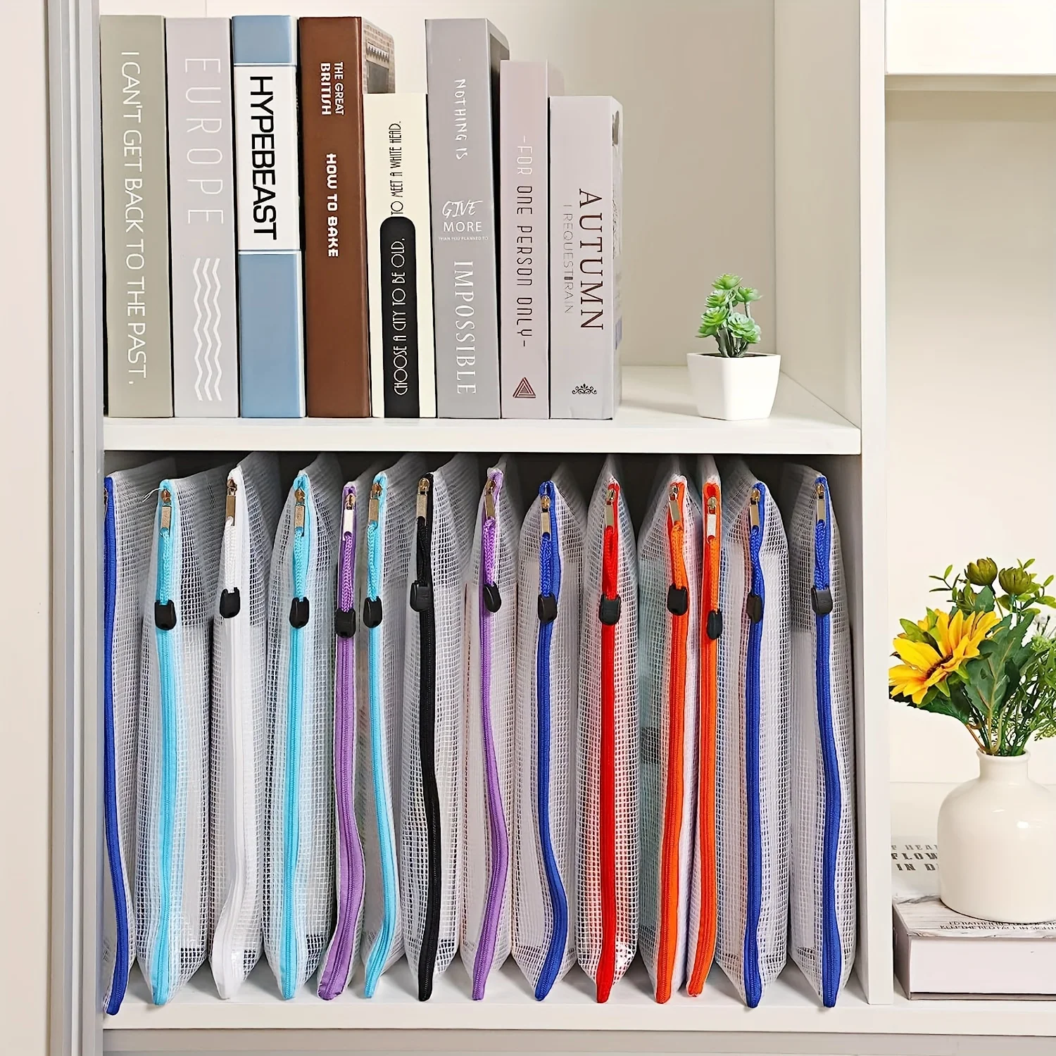 2-10pcs A4 Mesh Zipper Pouch Document Bag Waterproof Plastic Zip File Folders Book Bags Paper School Office Student Supplies