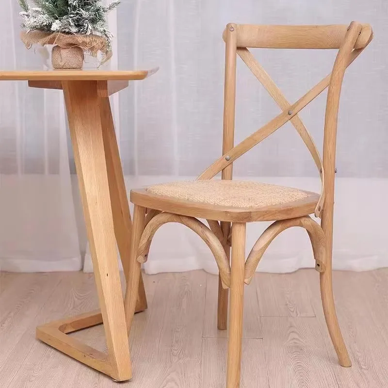 cheap price stackable knock down cross back chair and solid wood seat Wholesale wedding party cross back elm wood chair