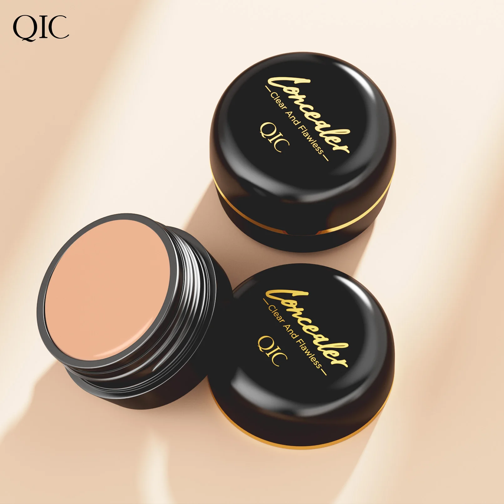 QIC Holding Makeup Concealer mit Pinsel Spot Akne Print Repair Foundation Augenringe sind nicht leicht zu klebendes Puder.