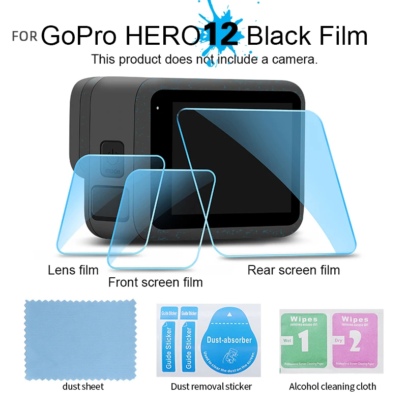 Tempered Glass Screen Protector Film for GoPro Hero 12 11 10 9 8 7 6 5 Black MAX 360 Action Camera Accessories