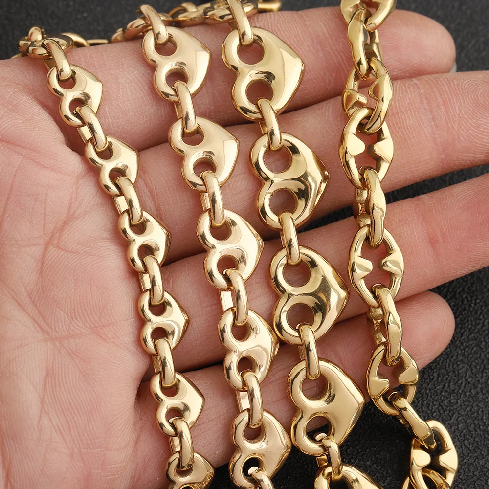 

1 meter Stainless Steel Heart Link Chain, Waterproof Non-Fading, DIY Jewelry Making for Necklaces & Bracelets