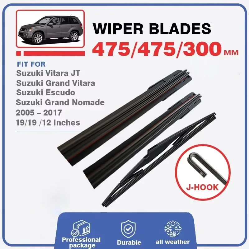 

Front Rear Wiper Blades Set Kit For Suzuki Vitara Escudo Nomade Grand Vitara 2005 - 2017 Windshield Window Windscreen 19"19"12"