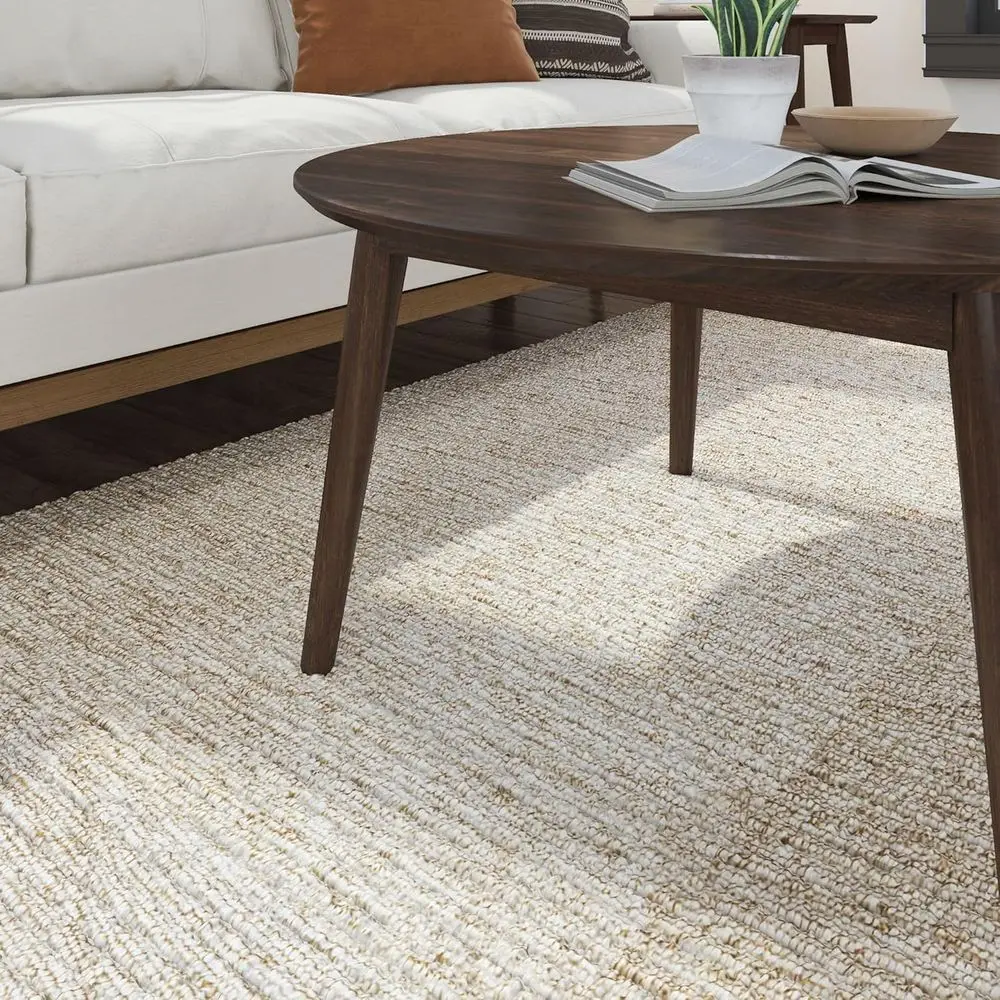 Mid Century Walnut Coffee Table, 36 Round Living Room Center Table, Ideal for Small Spaces