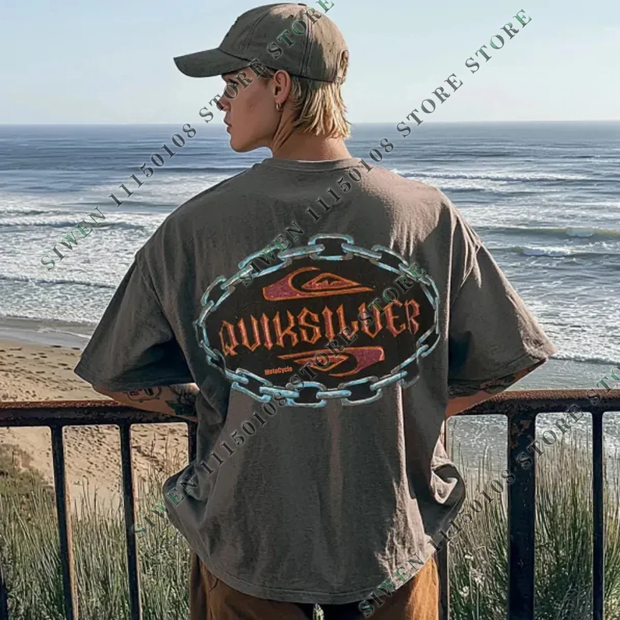 

3D Technology High Quality Printed Motorcycle Unisex 90s Retro Classic Surf Graphic Surf T-Shirt - Anurvogel.com