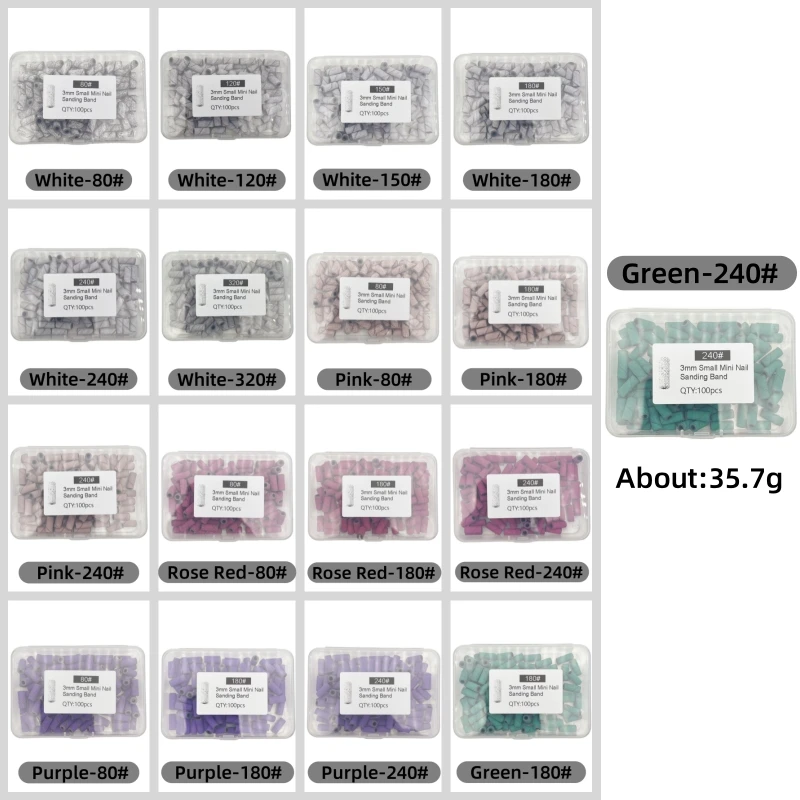100 قطعة/صندوق 3.0 مللي متر مسمار الرملي العصابات + 1 قطعة مسمار مغزل آلة كهربائية صغيرة مسمار لقمة ثقب UV هلام الاكريليك مزيل طلاء الأظافر #2
