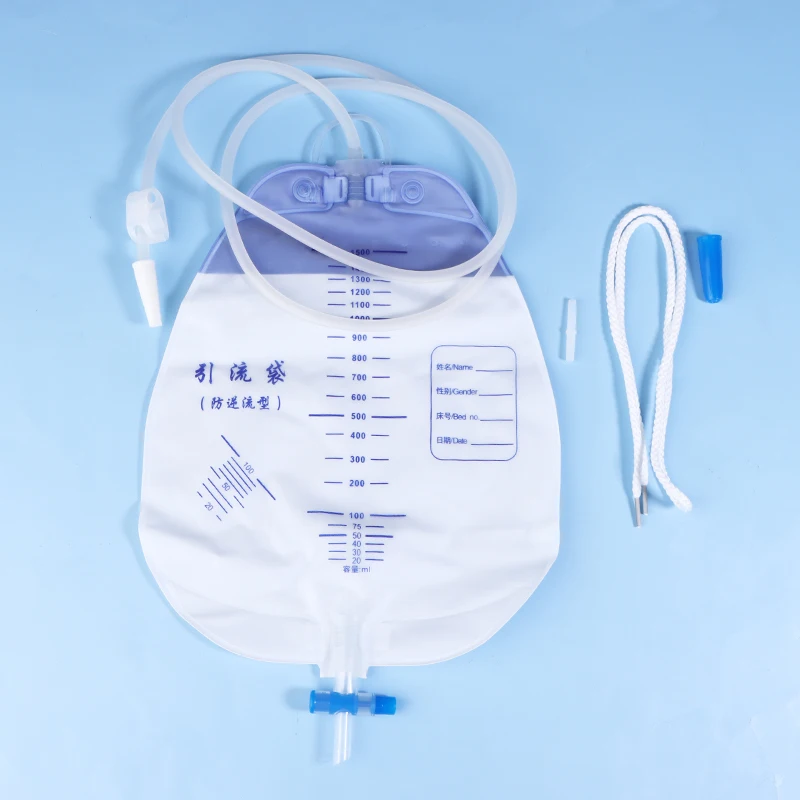 1500ML External Disposable Sterile Urine Bag With Rope PVC Urinary Drainage Sack Pee Collection Bags With Cross Valve Catheter