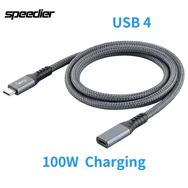 USB4 Type C Male To Female Cord for TB 3 & 4 Extension, 100W 20V5A PD & 40Gbps Data Sync USB C 4.0 Cable
