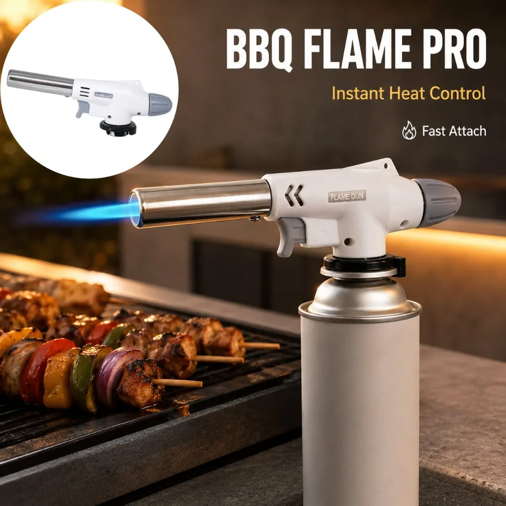 Portable Gas Torch Burner Adjustable Flame Butane Auto Ignition Soldering Tool for Kitchen BBQ Camping Heating and Outdoor Use