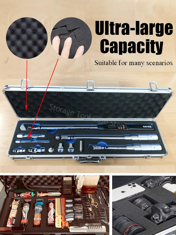 Imagem -03 - Caixa de Ferramentas de Alumínio com Esponja Mala de Alumínio Case de Instrumento Portátil Caixa de Armazenamento Outdoor Safety Equipment Toolbox Organizador