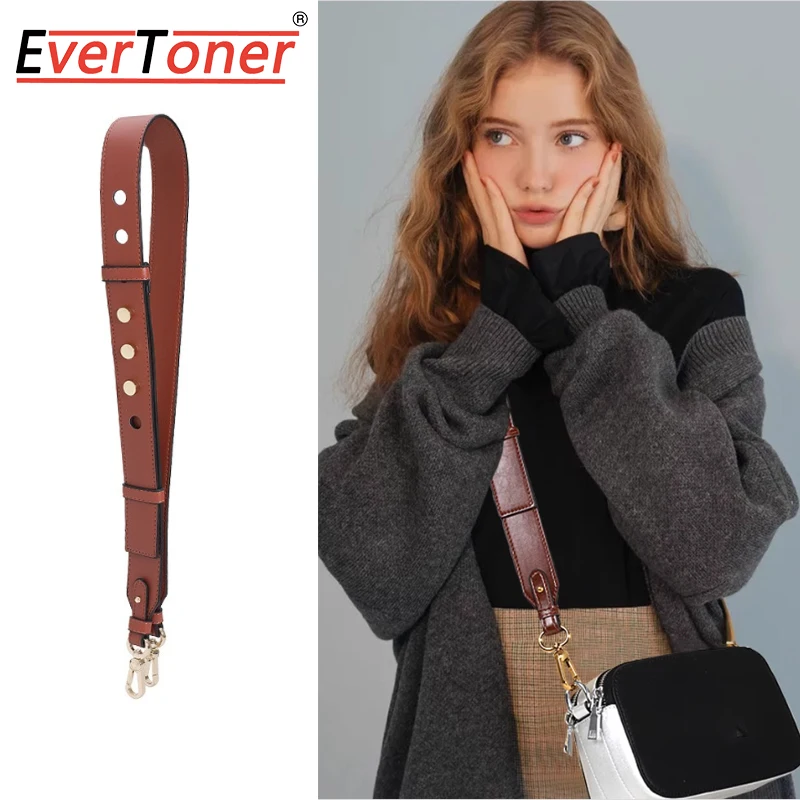 EverToner Leather Wide Shoulder Bag Strap Adjustable Length Fashion Luxury Women Solid Color Bag Belts Accessories