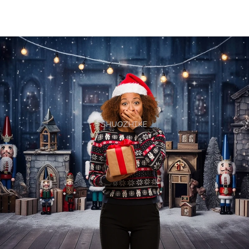 Рождественские фоны Санта-игрушка солдаты Декор семья детский портрет Щелкунчик кукла фон для фотосъемки для фотобудки
