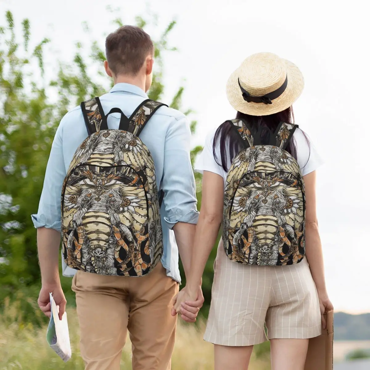 

Steampunk Elephant Backpack Student Boys Girls BookBag Children School Bag Laptop Shoulder Bags for Men Women