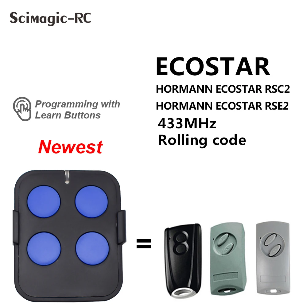 

Newest HORMANN ECOSTAR RSC2 RSE2 Compatible Motor Liftronic 500 700 800 Garage Gate Remote Control 433 MHz Rolling Code