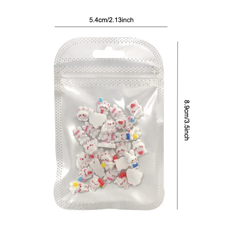 30 個漫画バニーネイルアートチャーム 3D キャンディーカラー樹脂漫画リトルブラウンベアネイルデコレーションかわいいネイルアクセサリー