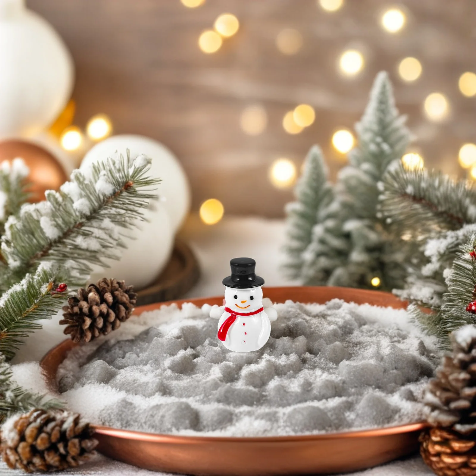 

20 Pcs Decoration Mini Snowman Small Christmas Figurines for Crafts Girl Black Resin Bulk