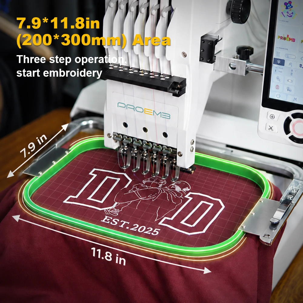 PROEMB Nova Smaller Size Single Head Home Use 6 Needles Embroidery Machine Computerized Built for Beginner 200x300 Area
