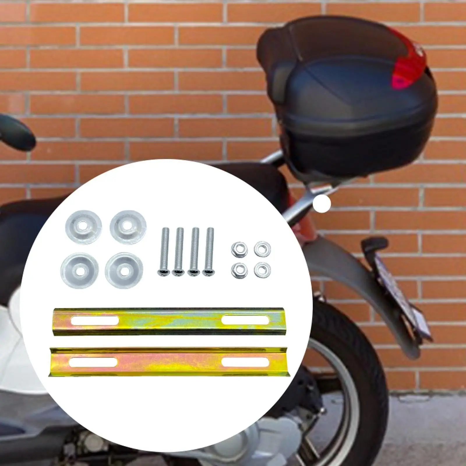 Uchwyty montażowe do koszy motocyklowych, do montażu na tylnym kuferze lub bagażniku.