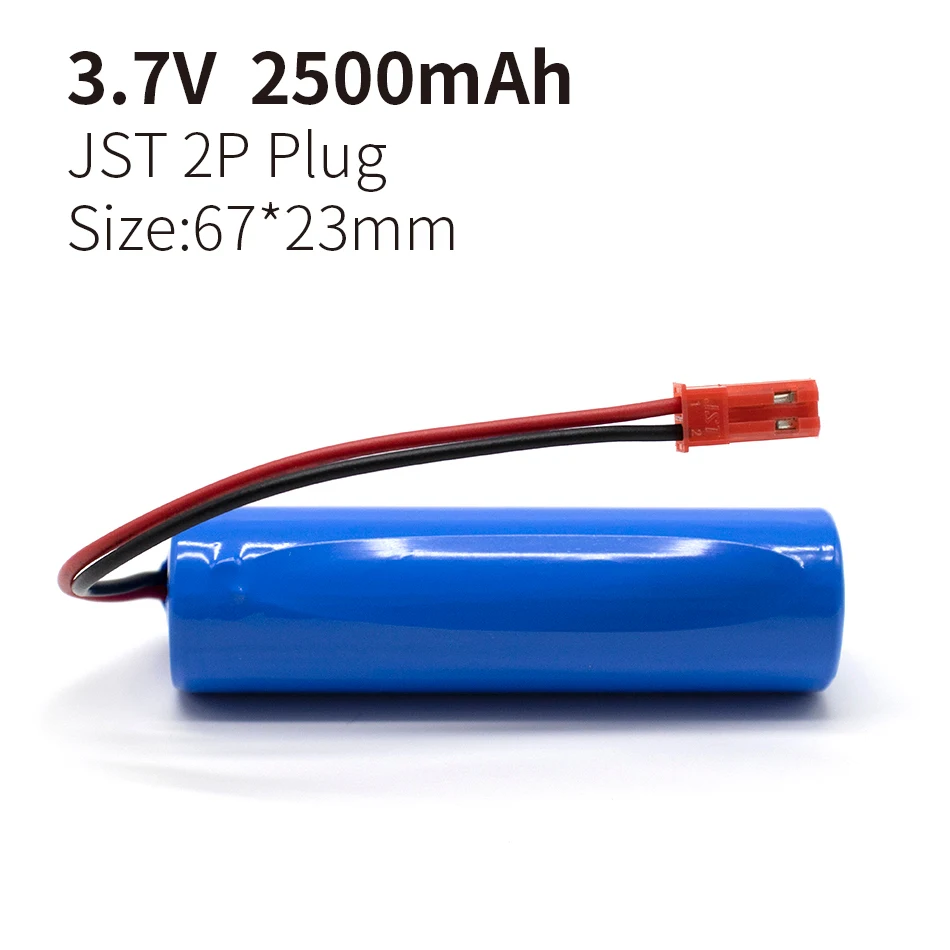 3.7V 2500mAh 18650 Li-ion battery with built-in battery protection board with PCB protection XH 2.54 JST SM 2P Plug