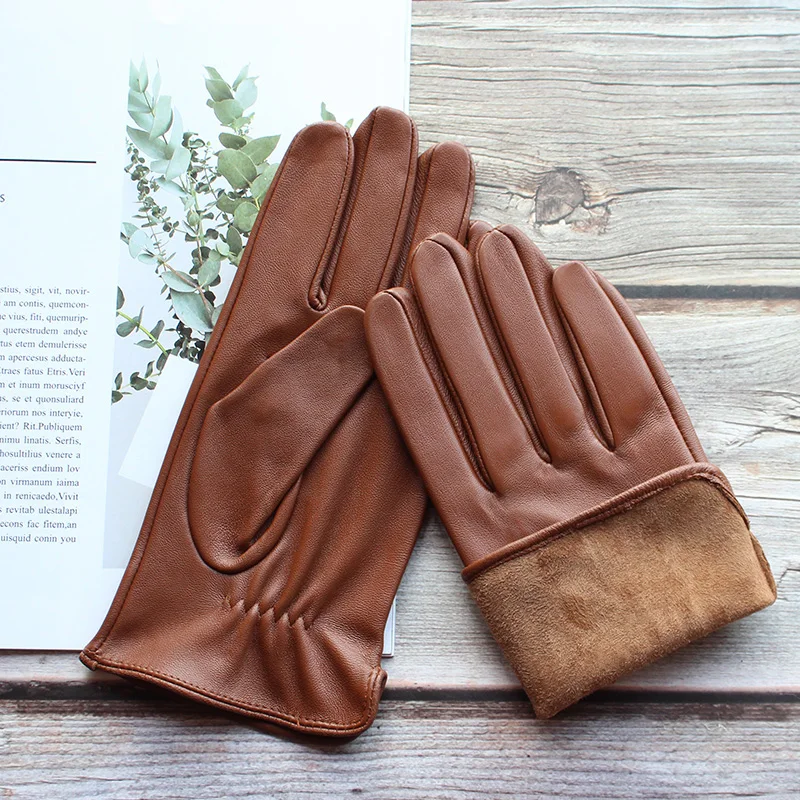 Summer Driving Touch Screen Sheepskin Gloves Men\'s Single-Layer Leather Thin Unlined Spring and Autumn Motorcycle Riding Points