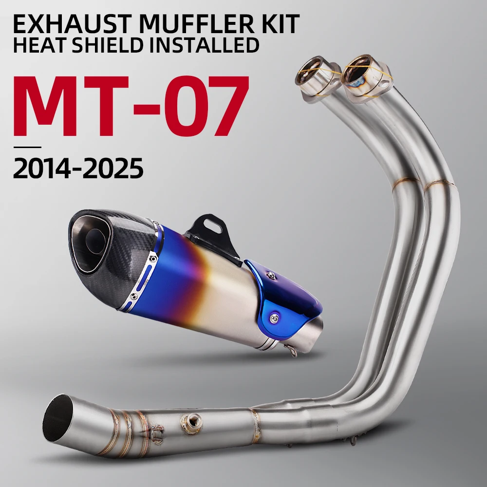

Motorcycle Full Exhaust System Modify Alpha Muffler Connect Manifold For Yamaha MT07 FZ07 XSR700 Tracer 7 2014-2025 R7 2021-2025