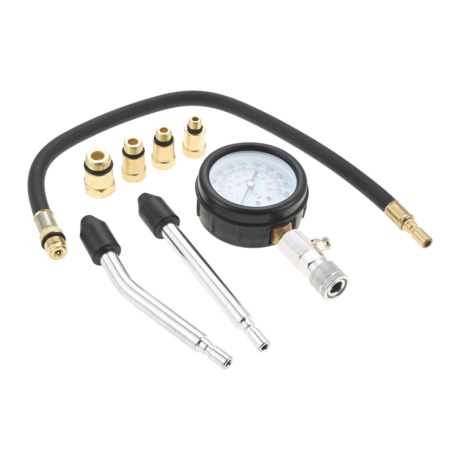 Car Cylinder Tester Kit Engine Compression Meter 0-20bar 0-300 PSI Pressure Gauge with M10 M12 M14 M18 Adapter