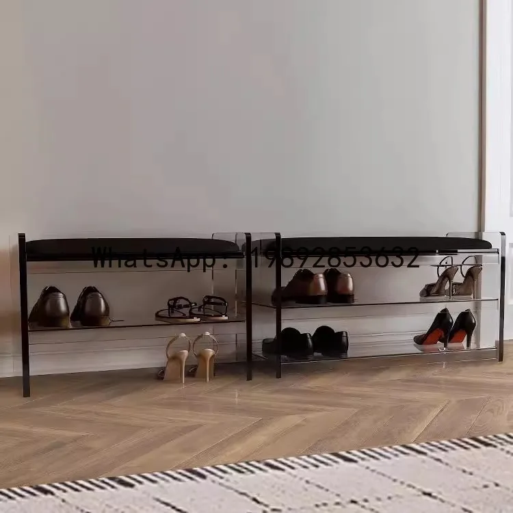 

PYJ light luxury home door solid wood change stool living room advanced long stool long stool style seated shoe cabinet