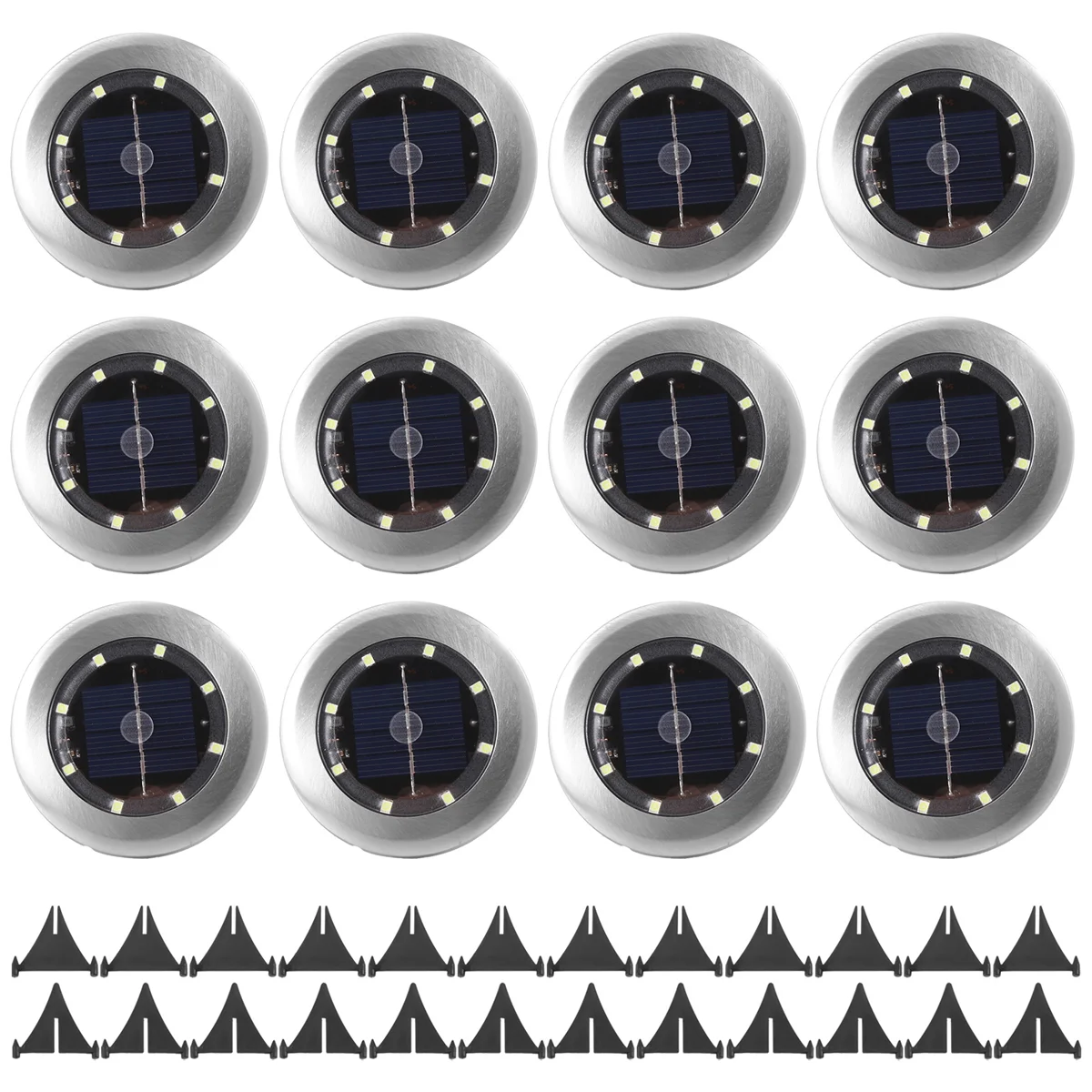 12 Pack Solar Lights Outdoor Garden 8 LED Solar Disk Lights Outdoor IP65 Waterproof for Garden Pathway Lawn Patio