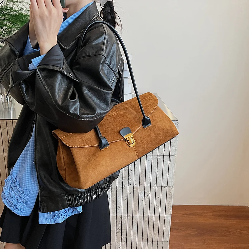 bolsos de lujo mujer marcas famosas bandoleras Bolsos de hombro con diseño de solapa de calidad para mujer, los últimos bolsos de diseñador de lujo, bolsos de ante PU de gran capacidad para ir al trabajo, 2025