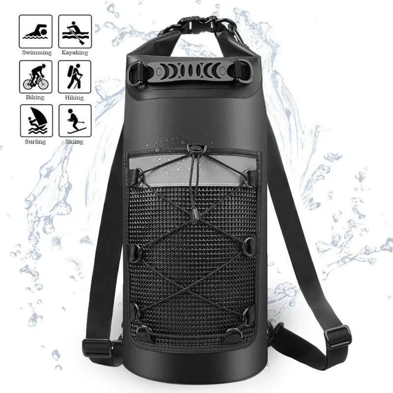 Outdoor beach waterproof bag, camping rafting swimming creek back net pocket large-capacity waterproof bag