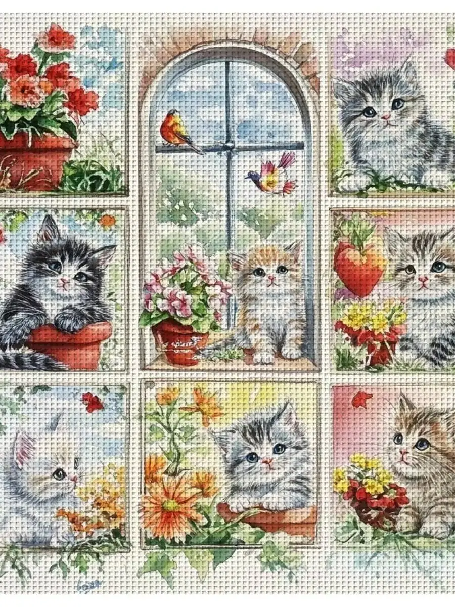 1 Stück 40x40 cm/15,74 Zoll Kleiner Bär Gestempeltes Kreuzstich-Set DIY-Kit 11CT/14CT DIY-Stickset DIY-Kreuzstich-Set – Detail 1