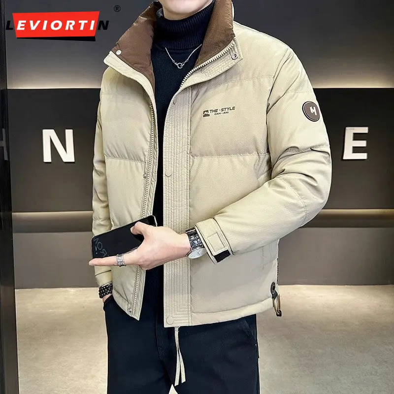 

Men's Winter 2025 New Trendy Brand Trendy Korean Edition Casual Loose Simple Versatile Youth Stand up Top Warm Down Jacket