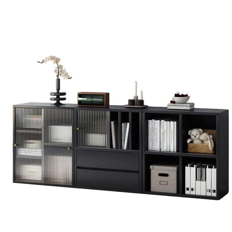 Modern solid wood modular wall-mounted locker sliding door is suitable for apartment living room bedroom study partition