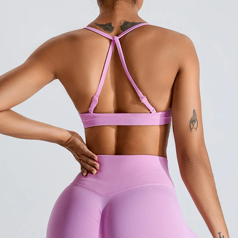 

Women Sports Underwear Push-up High Detachable Shoulder Strap Sport Bras Fitness Crop Top Seamless Workout Breathable Yoga Tank