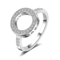 Luxury Excellent Round Rings for Women Silver Color AAA Crystal Zircon Wedding Female Jewelry Wedding Bride Simple Accessories