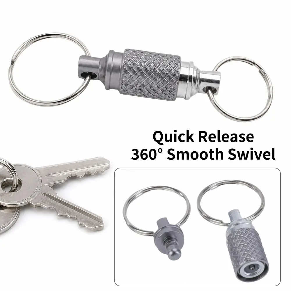 Double Headed Quick Release Keychain Aluminum Alloy 360° Rotation Detachable Keychain Mini Compact Clip Pull Apart Buckle