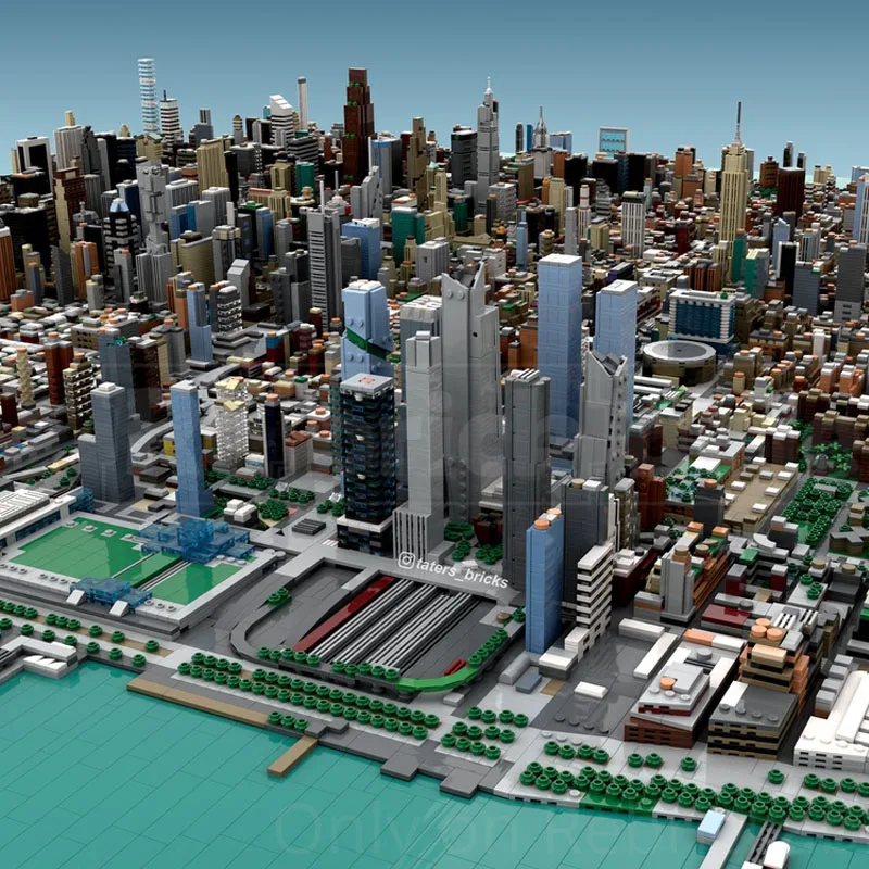 

Модульная модель городской улицы Lower Manhattan City Street MOC, строительные блоки для хобби и коллекционеров, креативные подарки