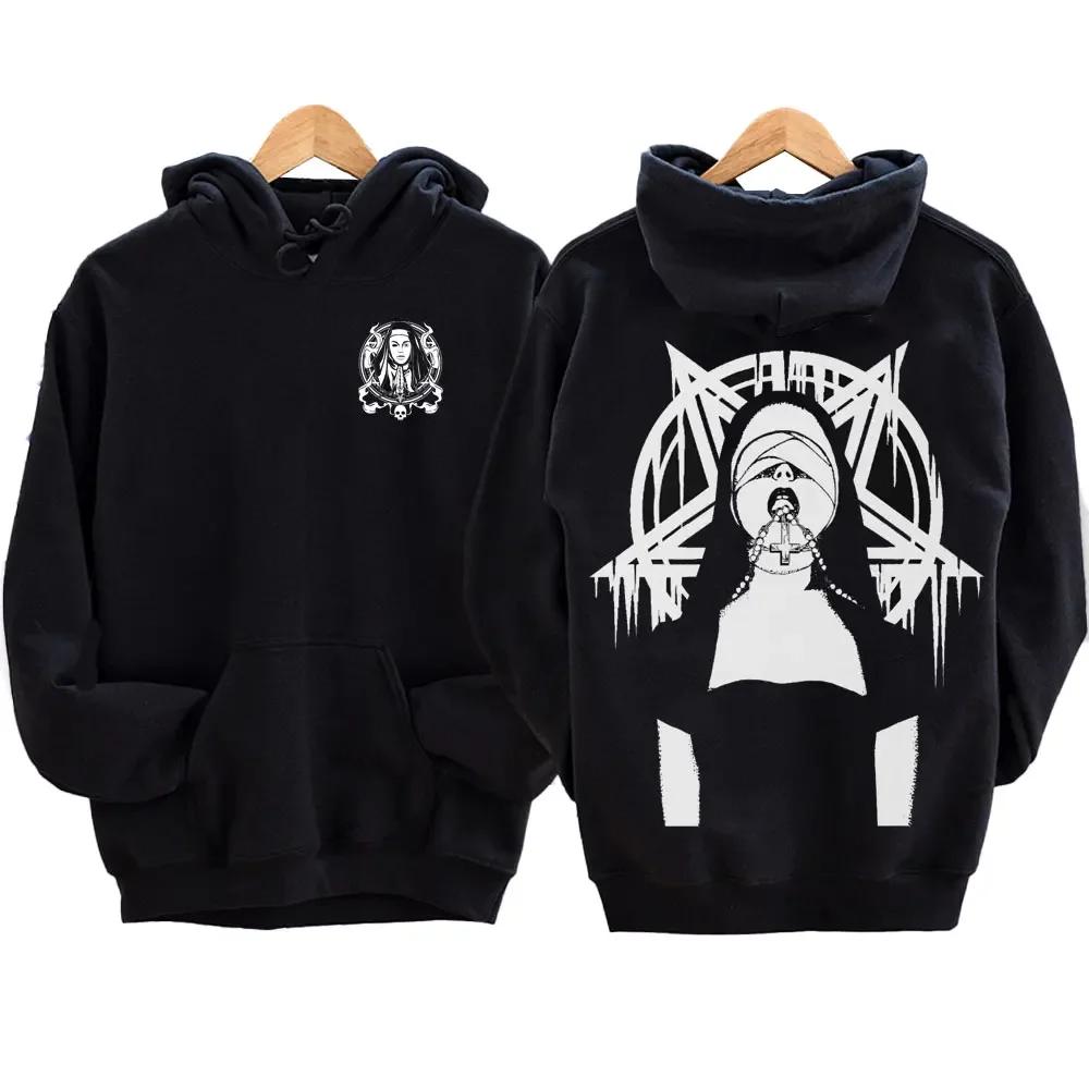 La Bad Nun Satan Street Hip-Hop Print Smile Pull pour homme, Harajuku Casual, Sweat à capuche antisocial à manches longues, Automne et hiver