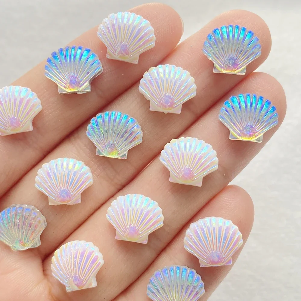 30Pcs Mixed AB Color Coated Shell Nail Art Flat back Rhinestone Bead Scrapbook DIY Manicures Appliques Accessories Crafts