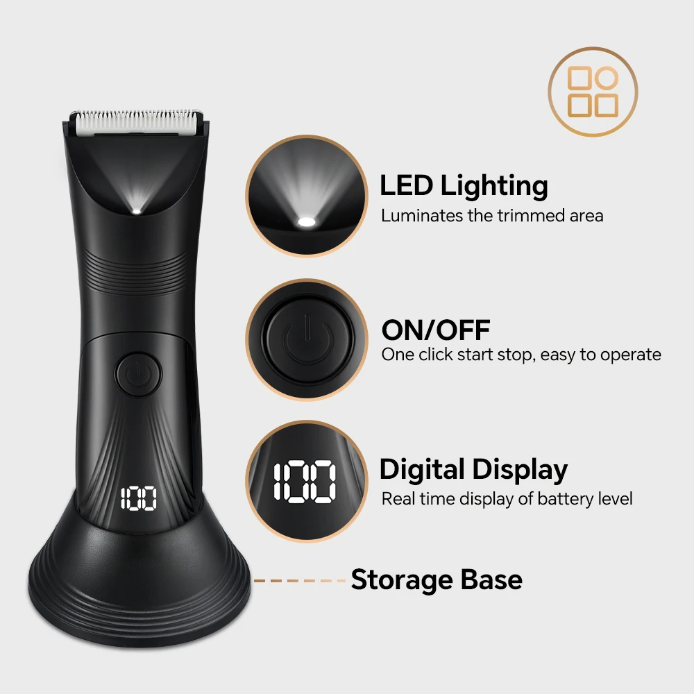 Aparador de pêlos corporal profissional, iluminação LED, tela de exibição digital inteligente, esteticista de barbeador elétrico, máquina de cortar beleza