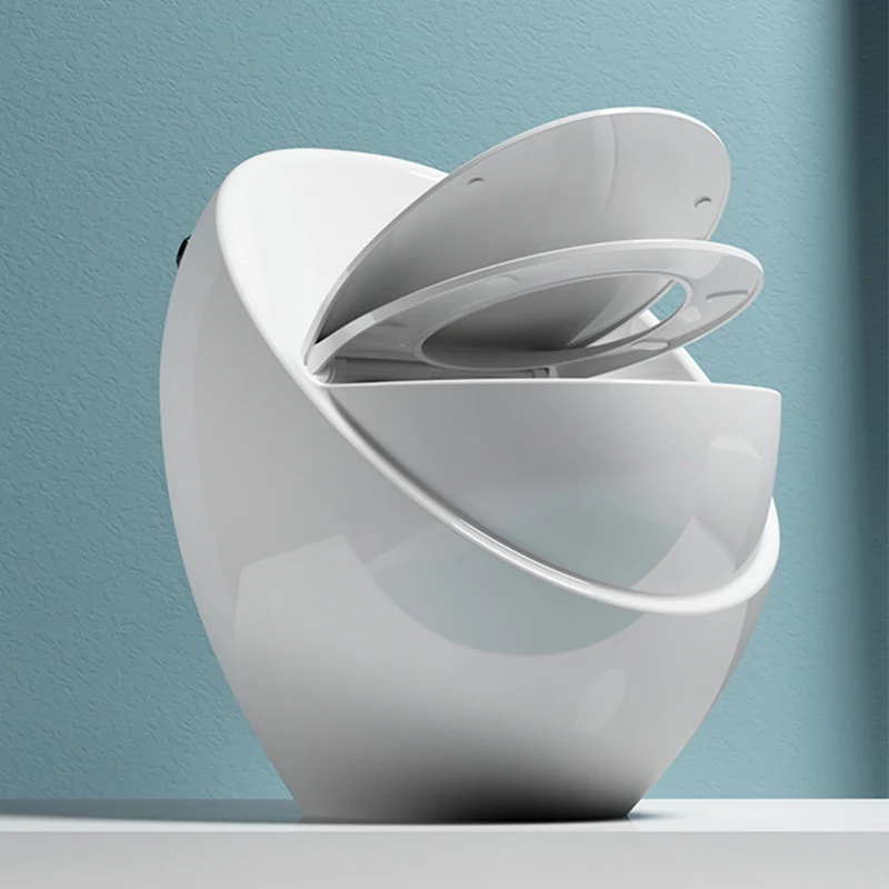 Modern Oval Ceramic Siphonic Toilet For Compact Bathroom Odor Blocking Large Caliber Creative Design