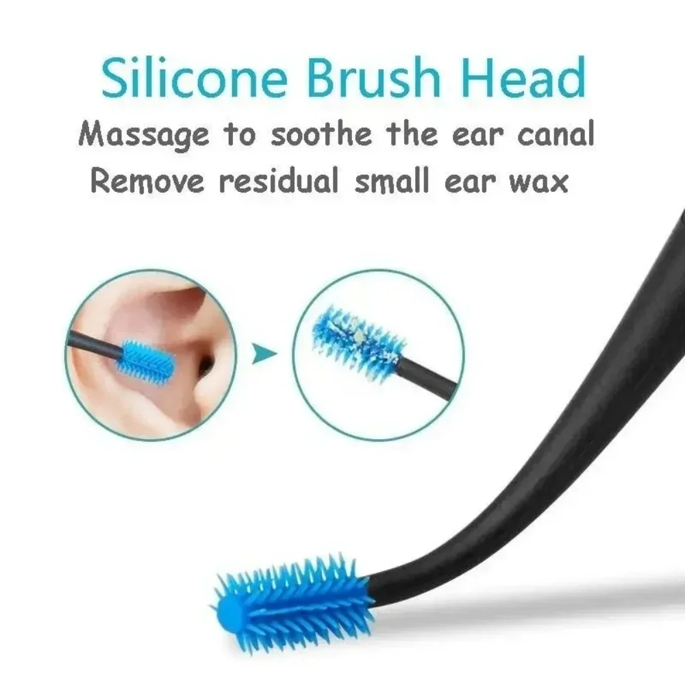 Silicone Ear Wax Remover Double Head Spiral Ear Pick Ear Cleaner Tool Reusable Safe Soft Ear Spoon For Adult Family Travel Use