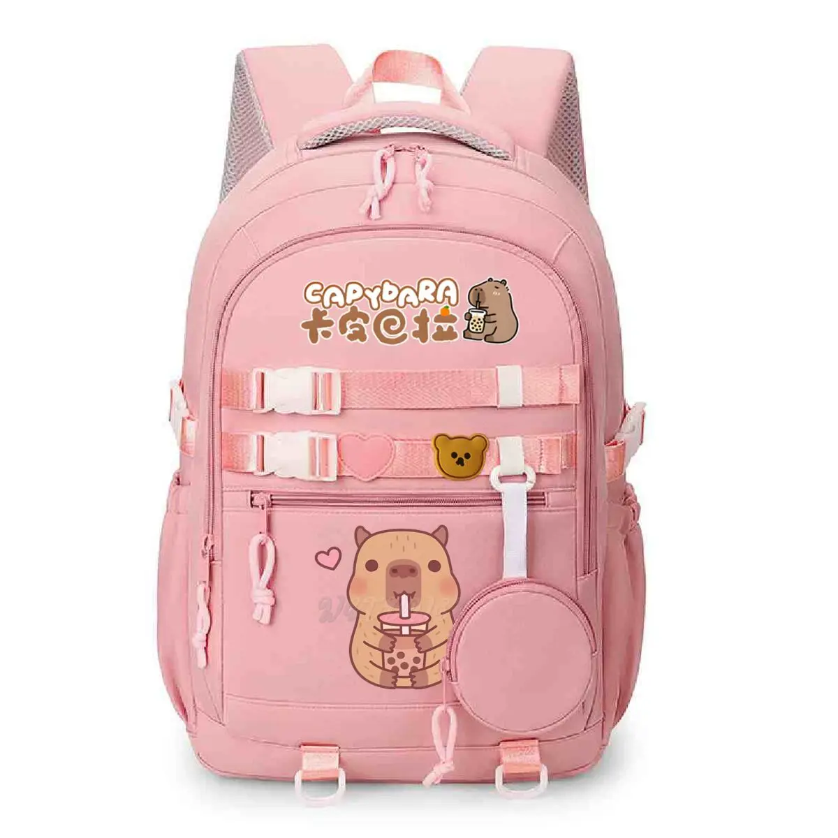 

Cute Capybara Loves Bubble Tea Schoolbags Women Laptop Computer Large Capacity School Backpacks for Girls Teenage Packsack Gift