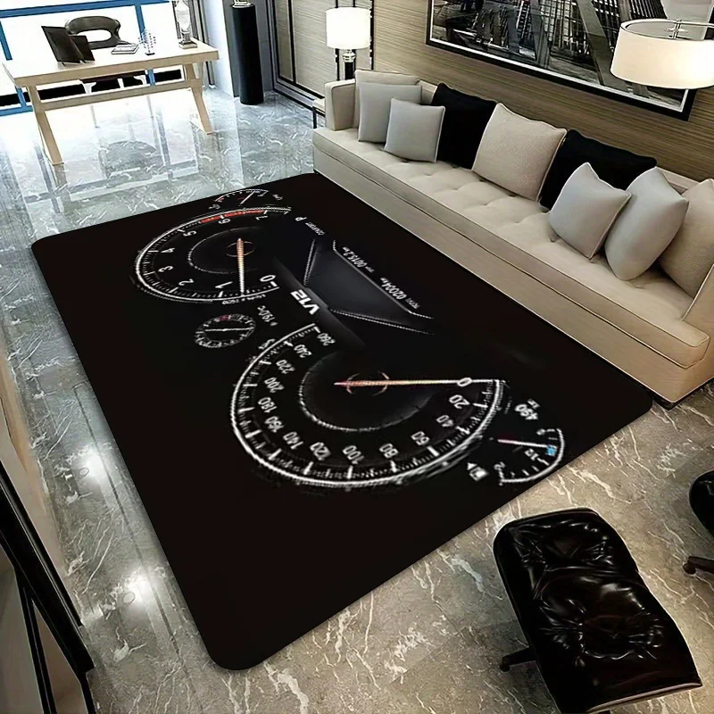 Dashboard Rug – Realistic Car Gauge Design, Mechanical Style Floor Mat for Garage & Man Cave Decor
