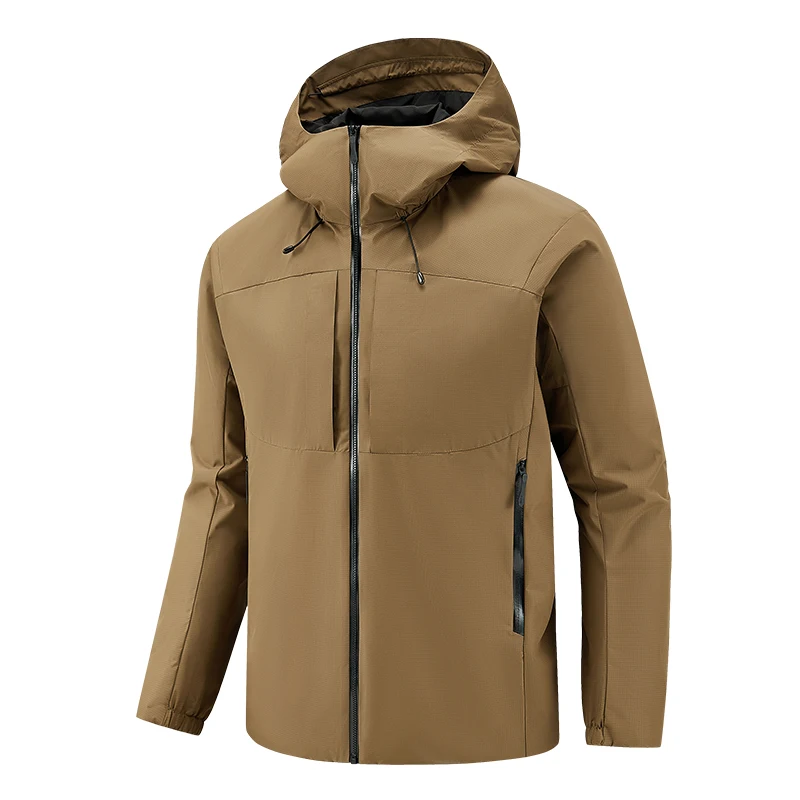 Men's Lightweight Windbreaker Waterproof Jacket Outdoor Casual Raincoat Spring Autumn Hiking Travel Hooded Solid Color Coat